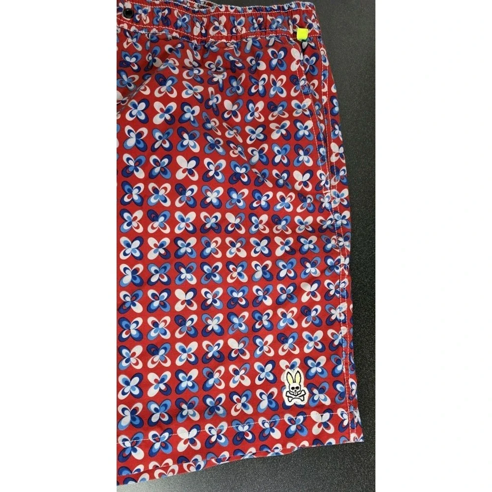 Psycho Bunny Lightweight Quick Dry XL Men Swim Trunks Pockets‎ Red Blue Shorts